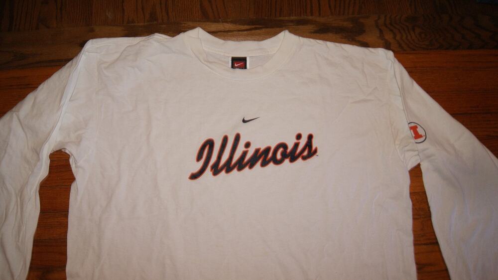 Vintage Y2K ILLINOIS FIGHTING ILLINI Nike Center Swoosh White LS 2XL TShirt